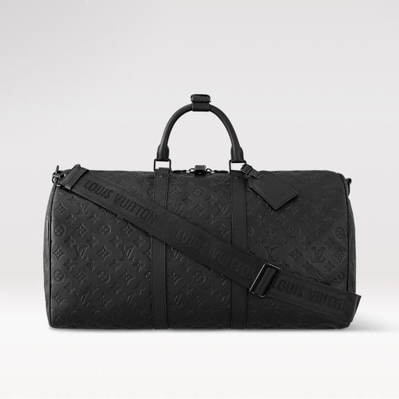 Louis Vuitton Black Duffel Bag with Monogram Pattern and Leather Material - Picture 3 of 10